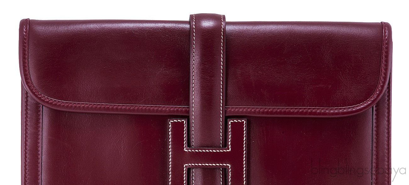 Jige Burgundy Box Clutch