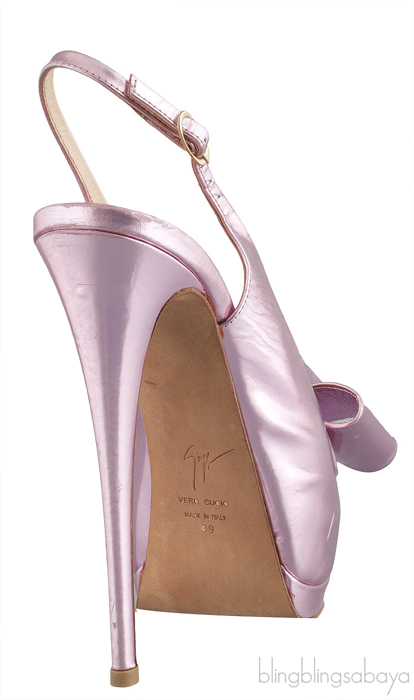 Metallic Pink Slingback Heels