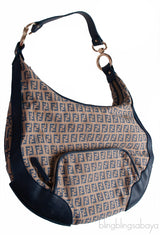 Fendi Blue FF Printed Canvas Hobo