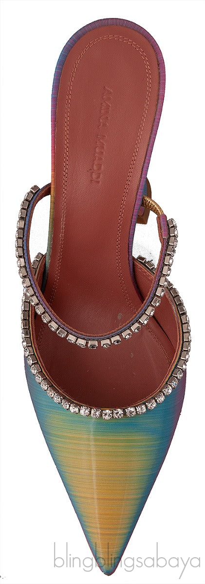 Gilda Crystal -Embellished Iridescent  Leather Mules