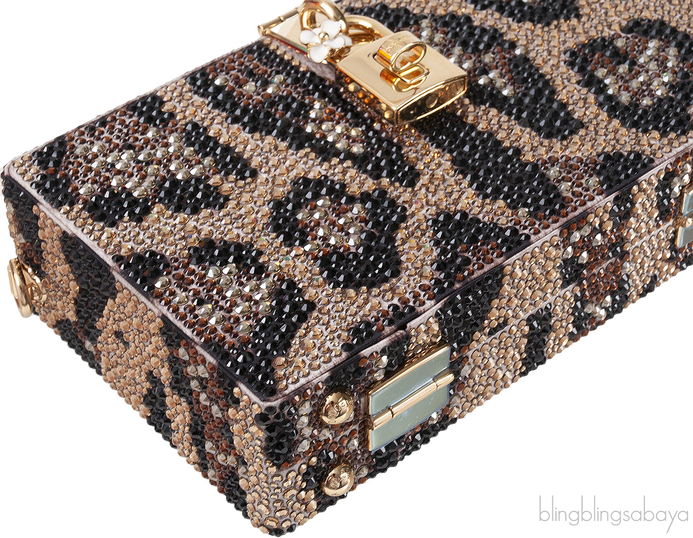 Dolce & Gabbana Leopard Crystal Hard Clutch Shoulder Bag