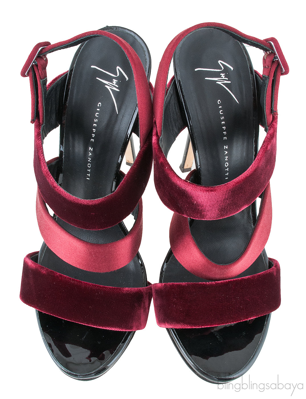 Burgundy Velvet Strappy Sandals