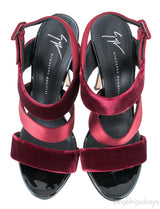 Burgundy Velvet Strappy Sandals