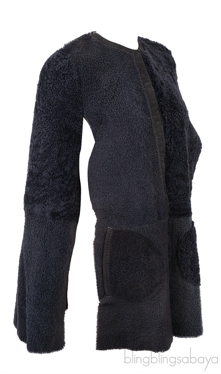 Black Leather Reversible Cape Jacket