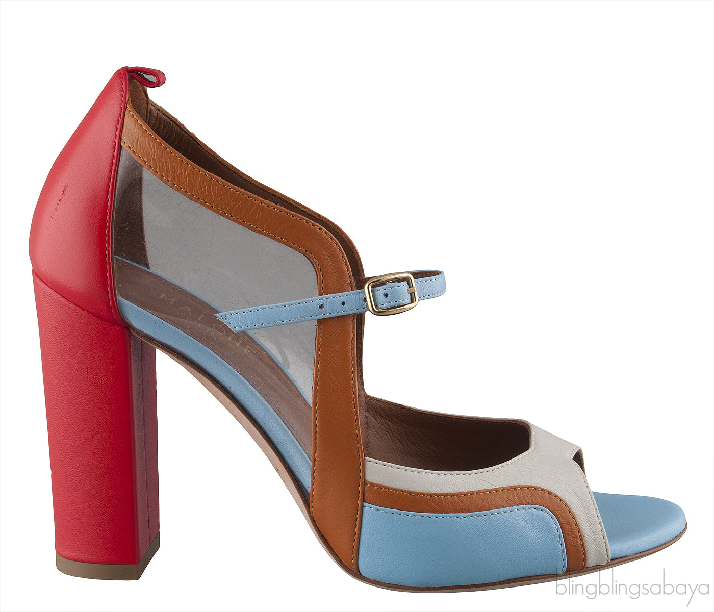 Multicolored PVC Peep Toe Heels