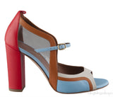 Multicolored PVC Peep Toe Heels
