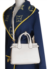 Burberry White & Checkered Banner Top Handle Bag