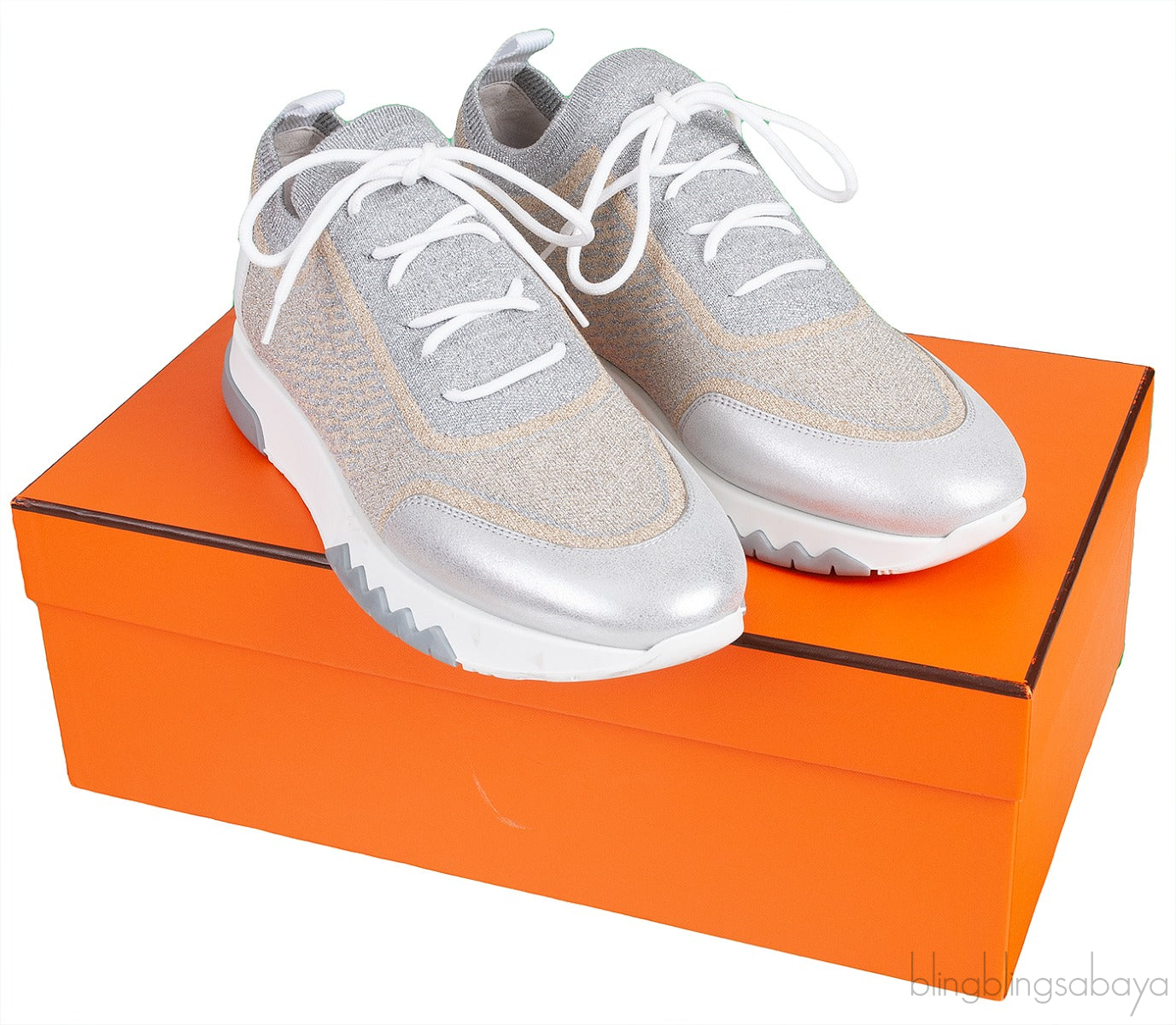 Hermes Metallic Silver/Gold Addict Sneakers