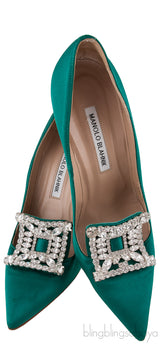 Borlak Emerald Green Satin Heels