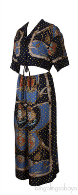 Polka-dot Chain & Crest Printed Shirt and Wide Leg Trouser
