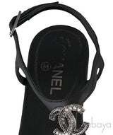 Black T-strap Thong CC Sandals