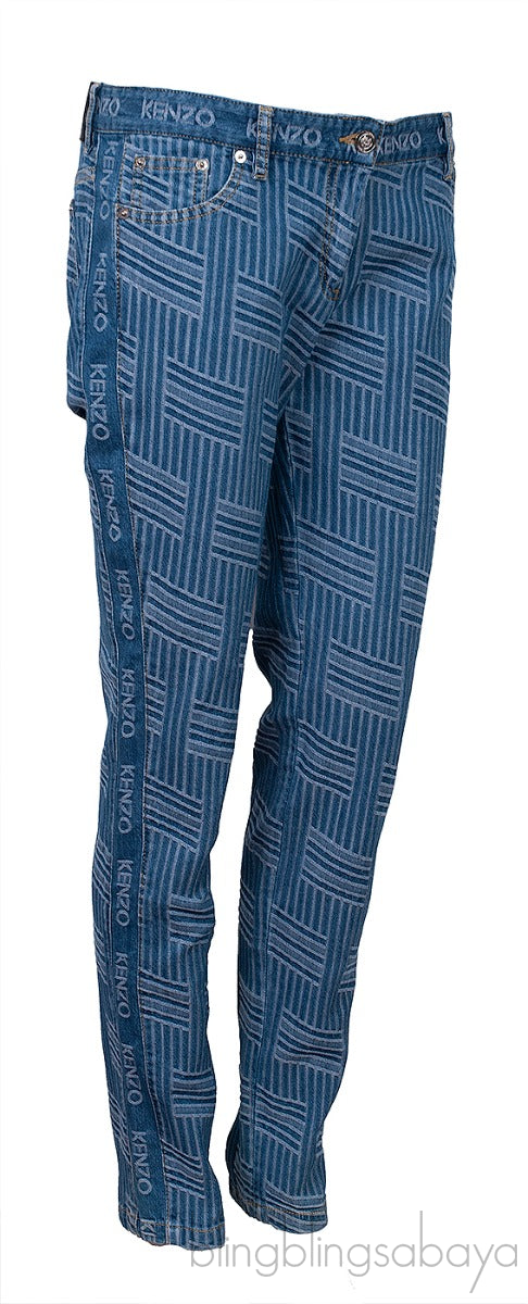 Blue Textured Denim Jeans