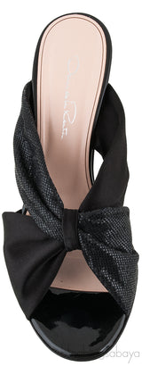 Glen Black Satin Mules