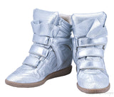 Silver Metallic Leather Bird Sneakers