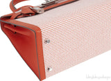 Kelly 28 Sellier Toile Quadrille Veau Swift Terre Battue-Mauve Sylvester-Blanc