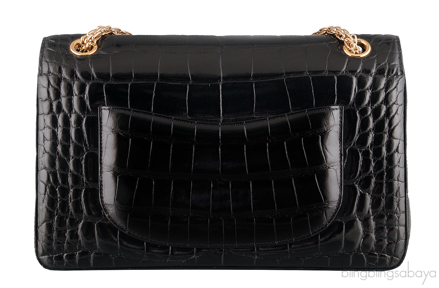 2.55 Black Croc Large Bag