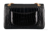 2.55 Black Croc Large Bag