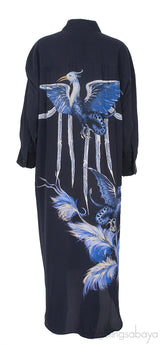 Dark Blue Long Back Shirt Midi Dress