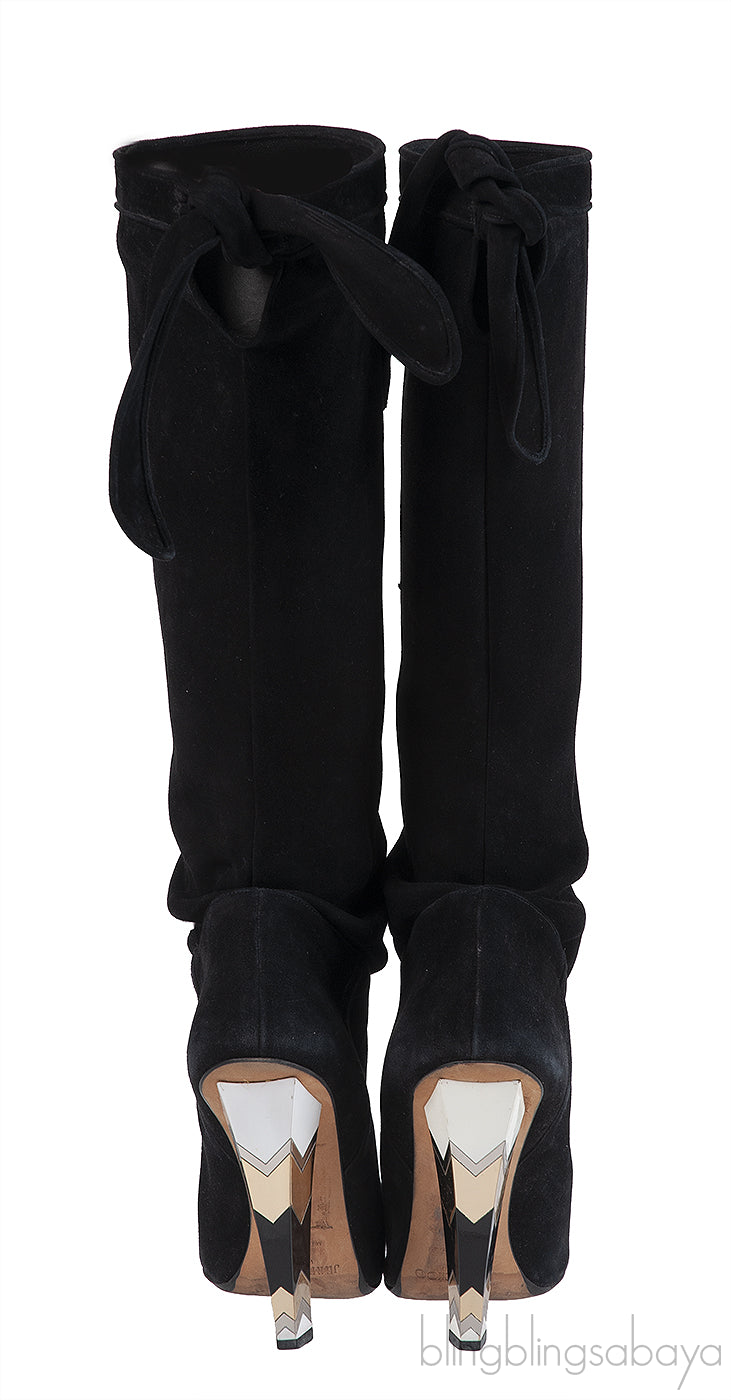 Jimmy Choo Black Suede Knee-high Boots