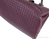 Plum Large Roma Intrecciato Leather Tote
