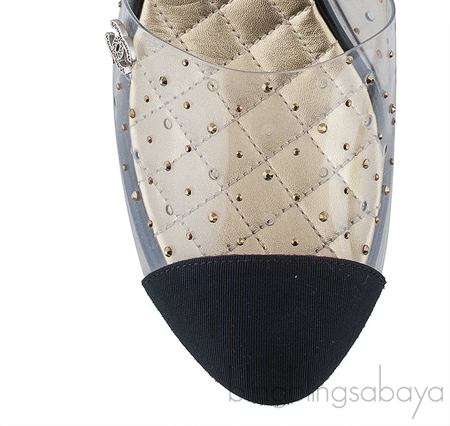 PVC Crystal & Fabric Cap Toe Slingback