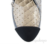 PVC Crystal & Fabric Cap Toe Slingback