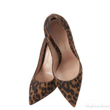 Leopard Print Suede Pointed Toe Heels
