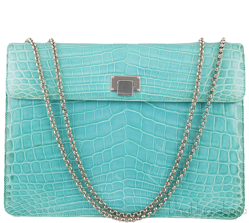 Tiffany Blue Cornelia Lunch Box Crocodile Bag