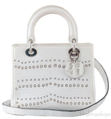 Christian Dior Lady Dior White Printed Crocodile Medium Bag