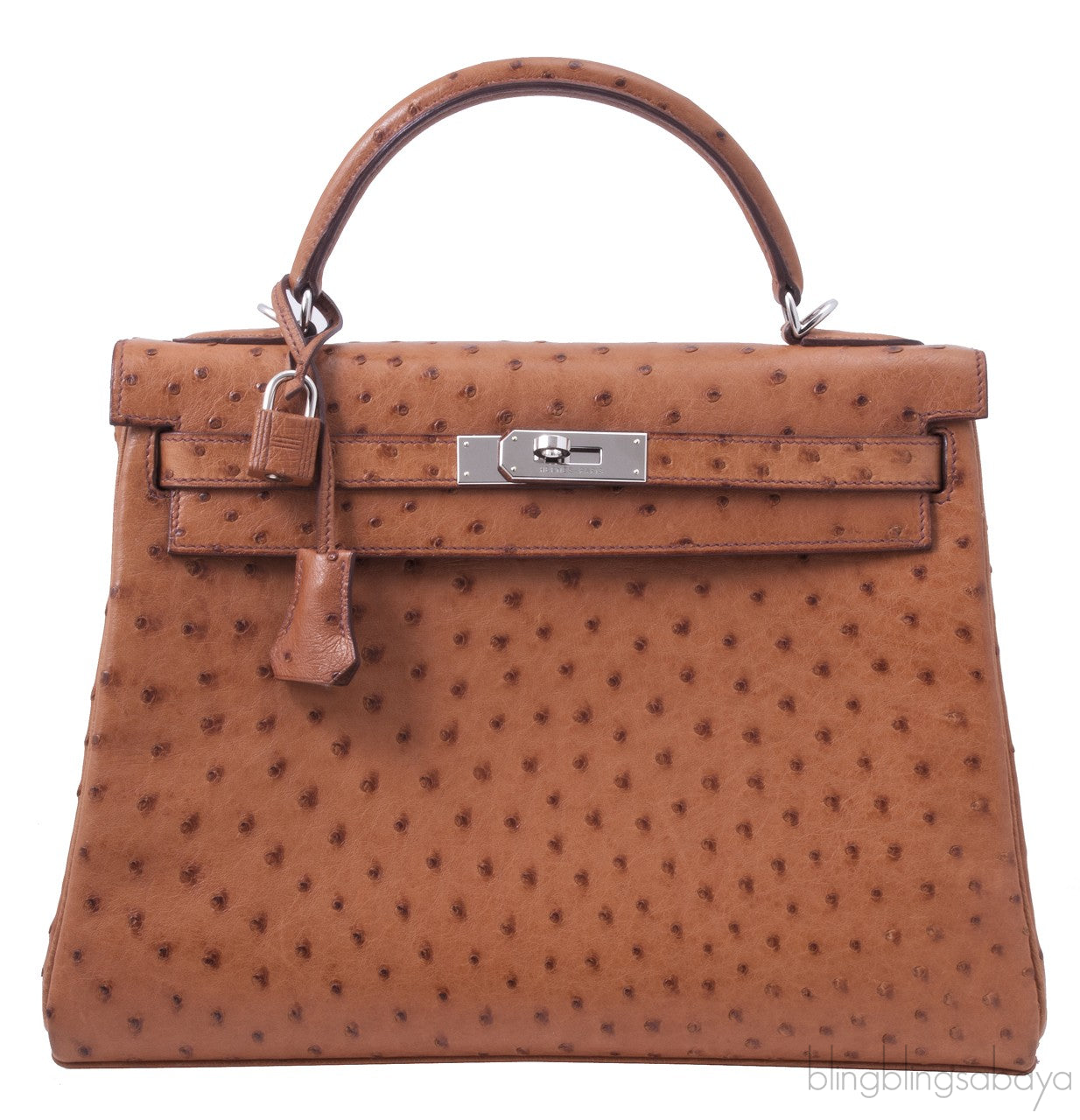Kelly 32 Cognac Gold Ostrich