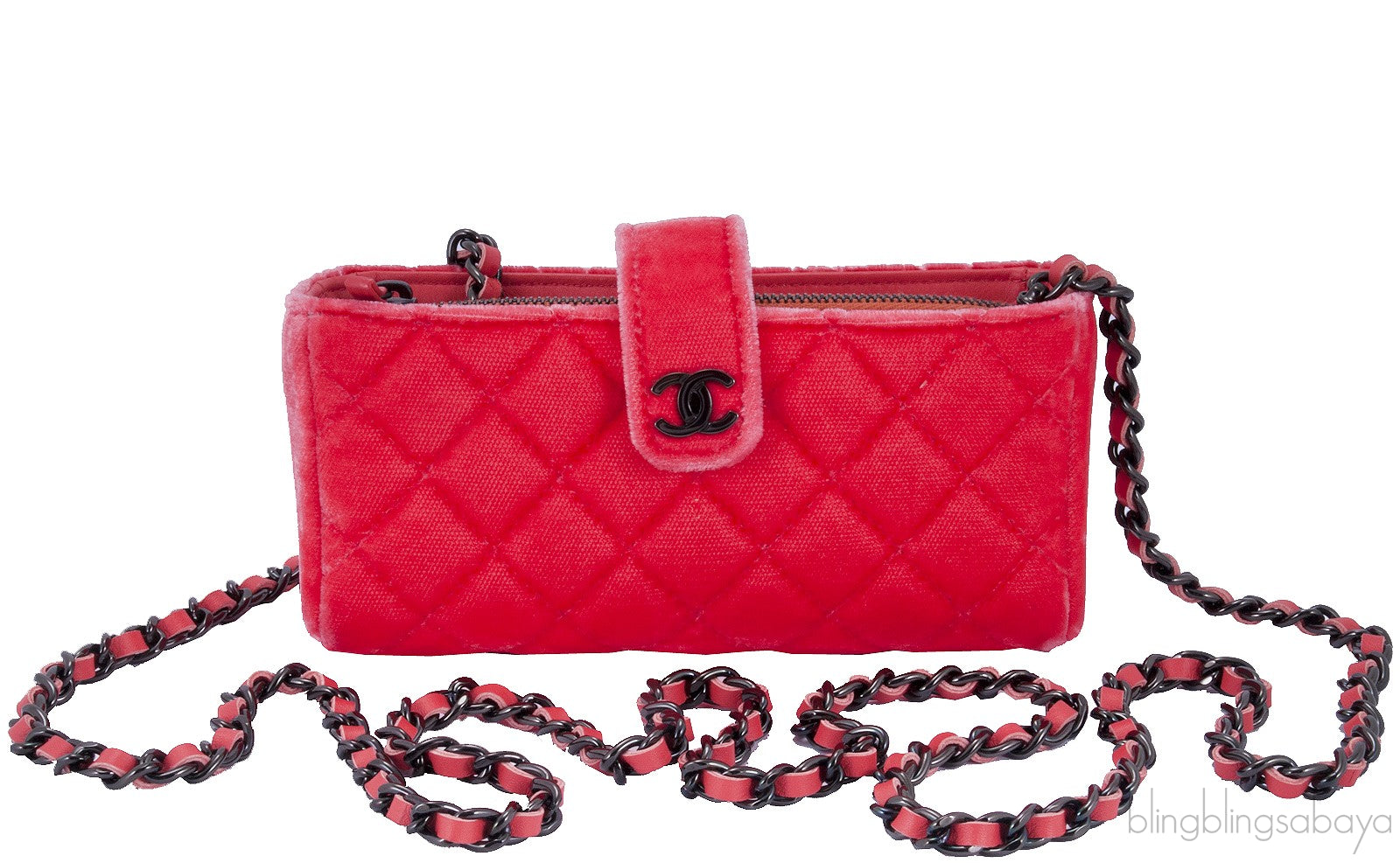 Velvet Orange Small Clutch w/ Chain