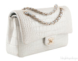Silver Alligator Medium Flap Bag