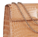 Beige Cornelia Lunch Box Crocodile Bag