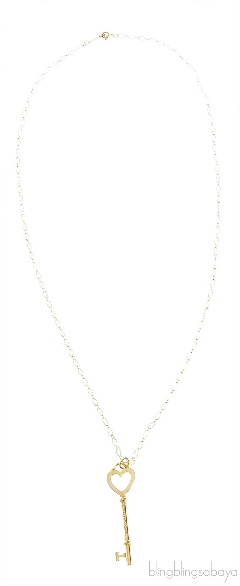 Heart Yellow Gold Key Pendant Necklace