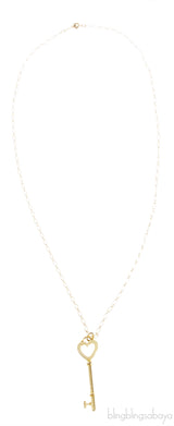 Heart Yellow Gold Key Pendant Necklace