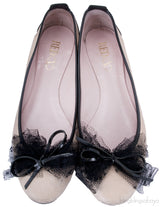 Beige Lace Bow Ballet Flat