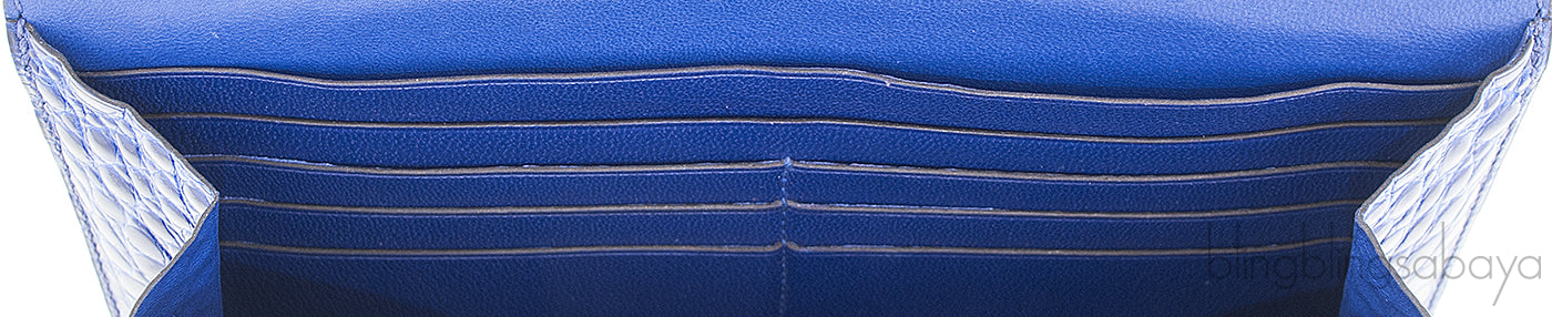 Constance Bleu Electrique Croc Wallet
