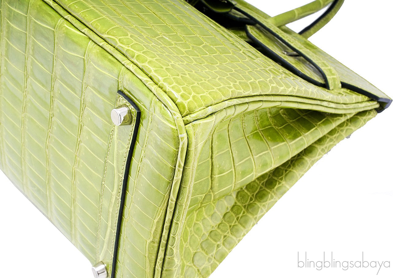 Birkin 35 Vert Anis Porosus PHW