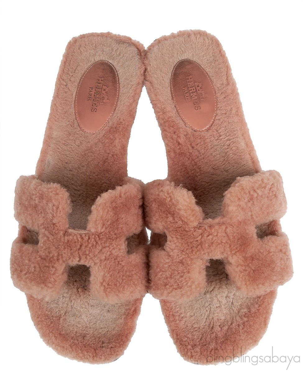Hermes Oran Teddy Bear Brown Sandals