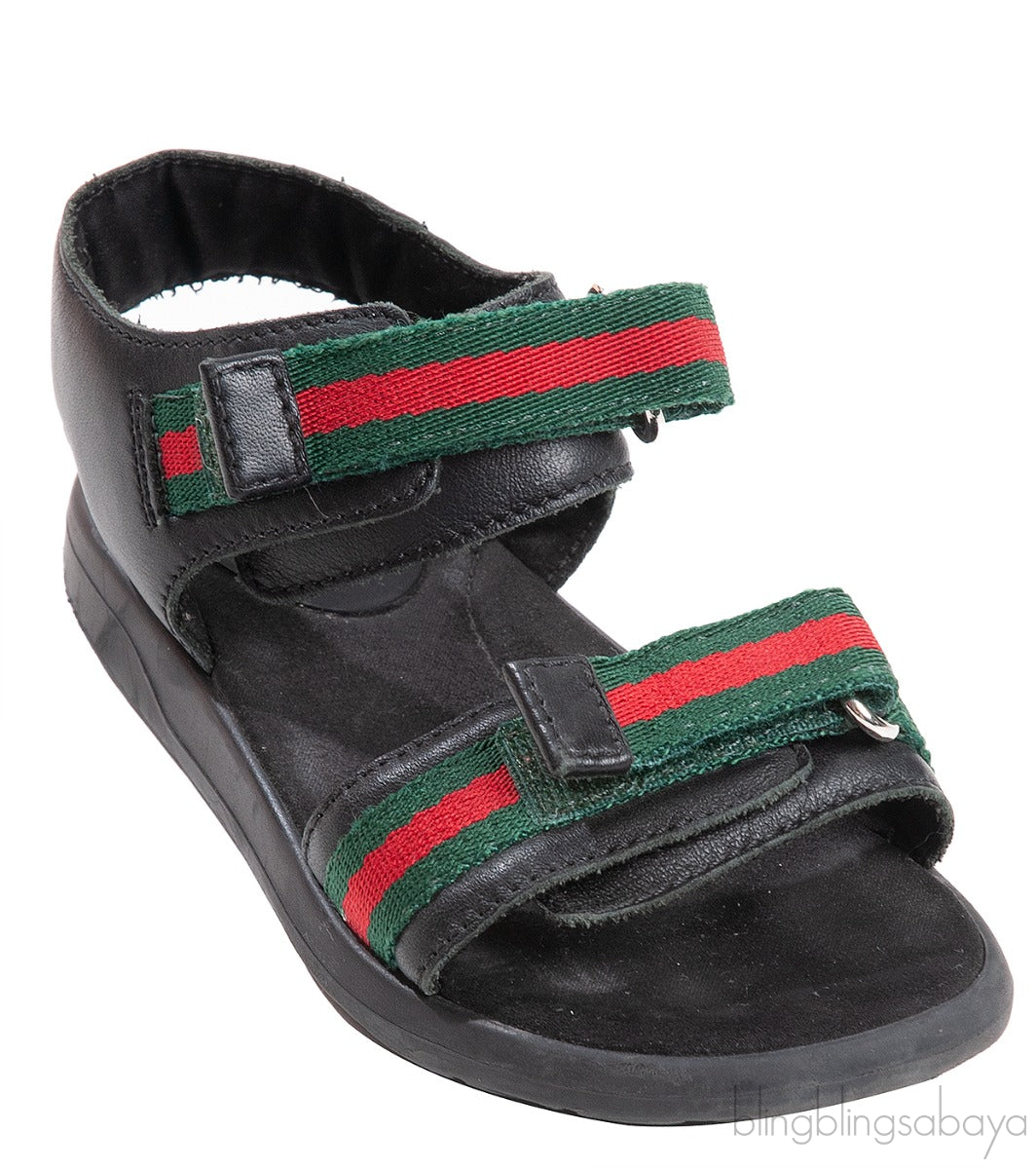 Black Strappy Web Kids Sandals