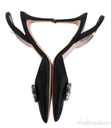 Black Crystal Pointed Toe Slingback