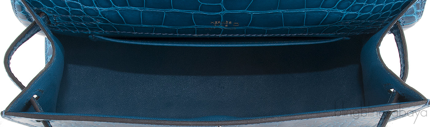 Kelly Pochette Bleu Izmir Crocodile