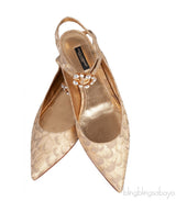 Dolce & Gabbana Metallic Gold Pointed Toe Flat Shoes