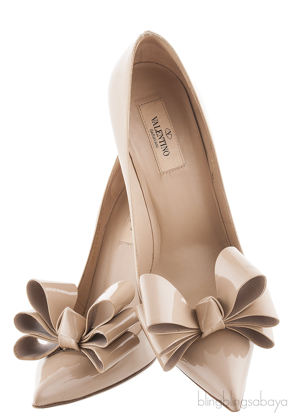 Bow Nude Patent Pump