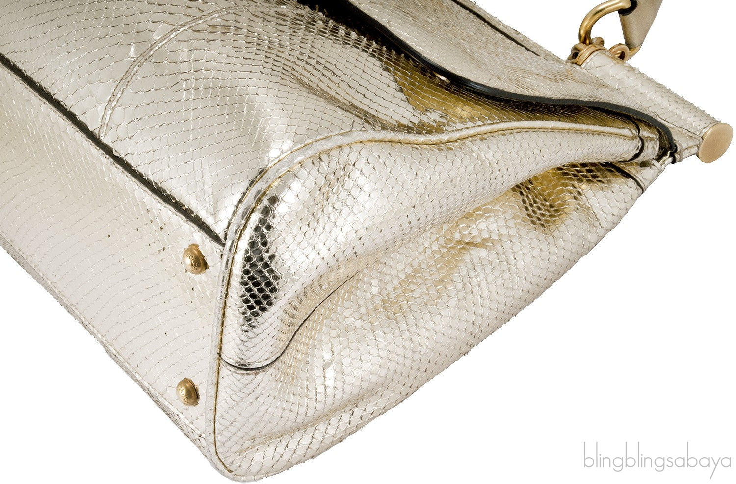 Miss Sicily Metallic Gold Snakeskin Bag
