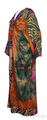 Silk Multicolor Printed CDC Kaftan Dress