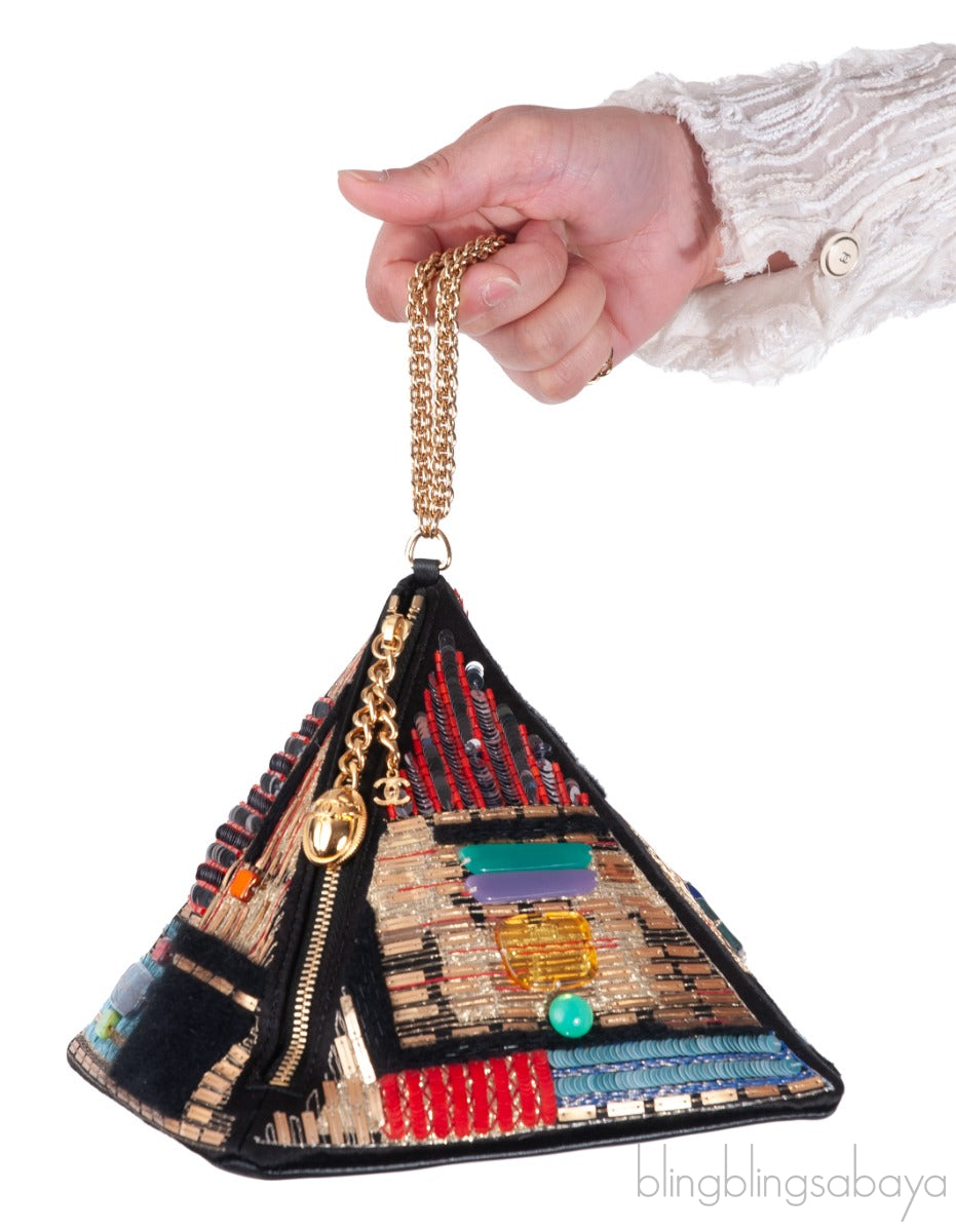 Multicolor Lambskin PVC Glass Pyramid Bag