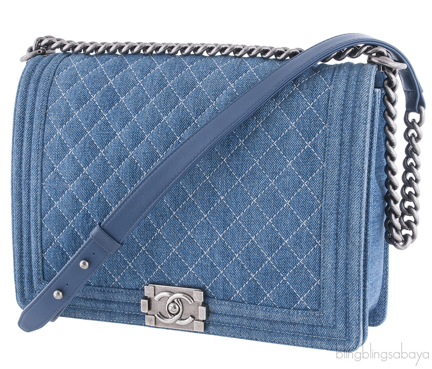 Quilted Le Boy Denim Jumbo Flap Bag