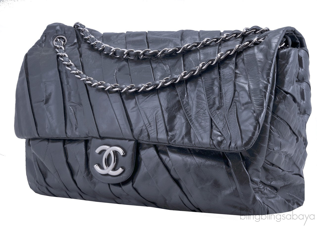 Large Grey Twisted Flap Bag
