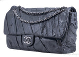 Large Grey Twisted Flap Bag